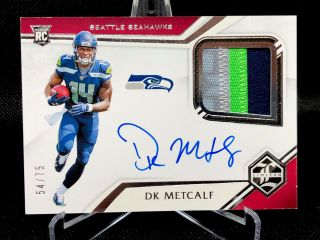2019 Panini Limited Dk Metcalf On Card Auto 3 Color Patch Rpa 54/75 Autograph Rc
