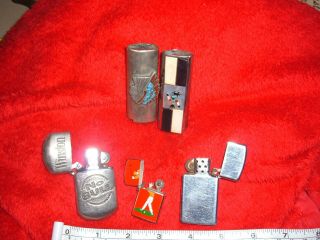 Vintage Zippo lighter,  Winston and golfing lighter and Bic lighter cases 3