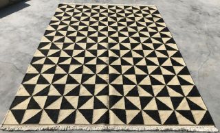 Authentic Hand Knotted Woven Vintage Wool Kilim Area Rug 7 X 5 Ft (731 Kbn)