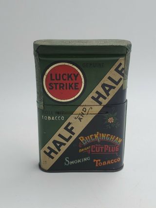 Vintage Lucky Strike Roll Cut Tobacco Tin Buckingham Bright Half And Half