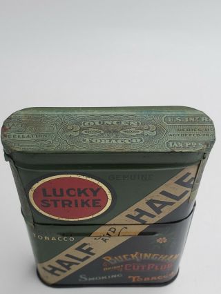 Vintage Lucky Strike Roll Cut Tobacco Tin Buckingham Bright Half and Half 2