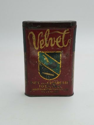 Vintage Pipe And Cigarette Tobacco Tin Velvet Old And Empty Leggett & Meyers