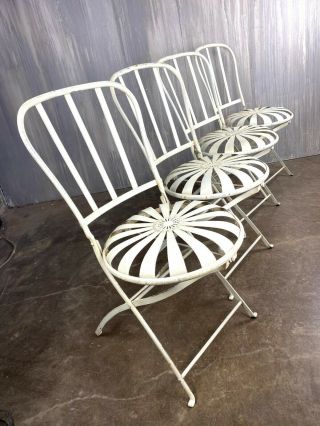 2 French Bistro Chairs,  Art Deco Antique Style Sunburst Folding Chairs Patio