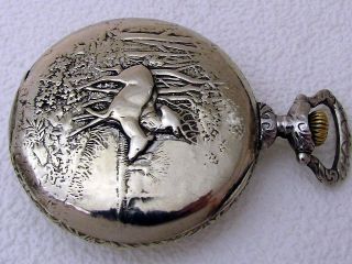 GOOD Doxa Deer Antique 1910 ' s Swiss Unique Art Deco Men Pocket Watch SERVICED 4