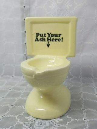 Yellow Toilet Ash Tray Made In Japan Ceramic Vintage Cigarette Pack Holder