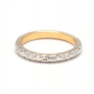 Antique Art Deco 18kt Yellow And White Gold Engraved Wedding Band