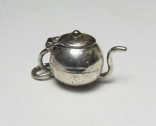 Vtg Sterling Silver Tea Pot Coffee Drink Food Moves Opens Bracelet Charm Pendant