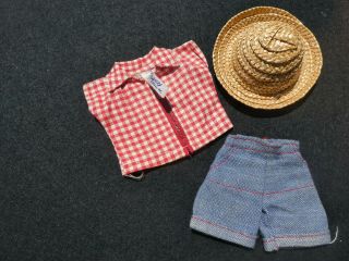 Vintage Vogue Ginny Doll Jeans,  Shirt,  Straw Hat,  Tagged,  1953