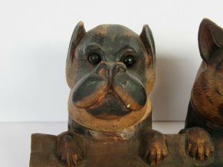 Antique Black Forest Carved Wood Dog & Cat Inkwell & Pen & Stamp Holder 5