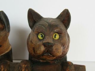 Antique Black Forest Carved Wood Dog & Cat Inkwell & Pen & Stamp Holder 6