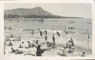 1917 Vintage Real Photo Post Card Of Waikiki Beach Honolulu,  Hawaii