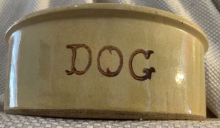 Vtg R.  R.  P.  Co.  Roseville Ohio U.  S.  A.  Crock Stoneware " Dog " Bowl 200.  9 Biggest
