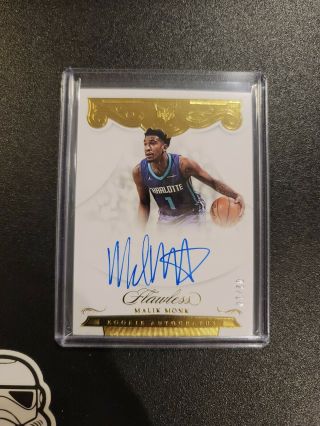 2017 - 18 Flawless Malik Monk Rc Auto On Card Autograph /10 Gold Hornets Rookie