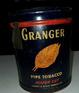 Vintage Granger Pipe Tobacco Rough Cut Pointer Dog 14 Oz Tin (empty) Stamp