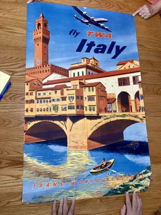 Vintage Twa Travel Poster To Italy.  This Poster Is From The 1960s
