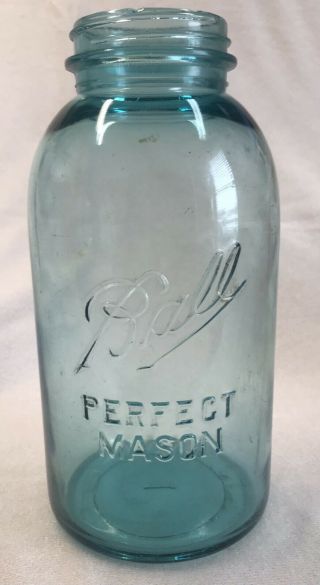 Vintage Ball Perfect Mason Blue 2 Quart Canning Jar No.  1 -