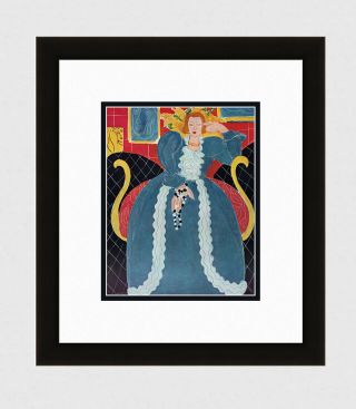 Magnificent 1958 Henri Matisse Antique Print " The Large Blue Dress " Framed