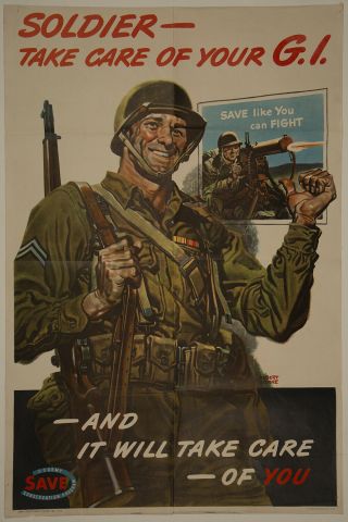 1943 World War Ii U.  S.  Army Training Poster Take Care Of Your G.  I.