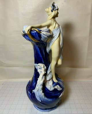 Antique Early Royal Dux Bohemia Art Nouveau Porcelain Woman Figural Vase 18 