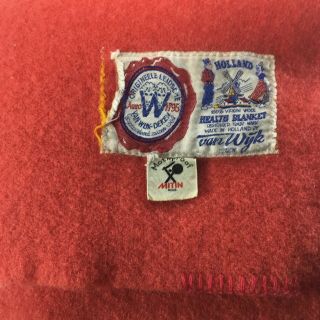 Van Wyk Deken Health Blanket – 100 Wool – 66” X 81” Light Red Vintage (read)