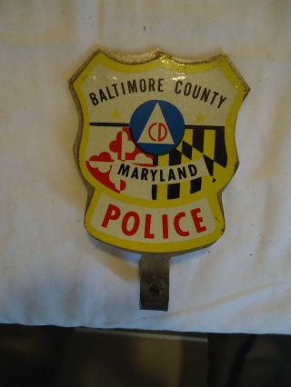 Baltimore County Md Police Civil Defense Cd License Plate Tag Topper