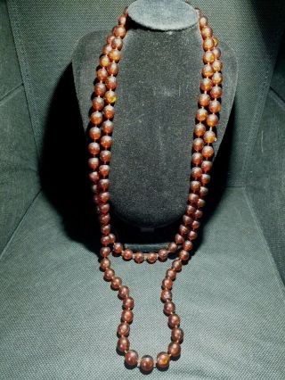Vintage Gatsby Style Cherry/amber Red Colour Long Bead Necklace,  Prop,  Layer,  26
