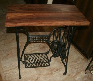 Antique Cast Iron Singer Sewing Machine Treadle Base W/ Wood Table Top