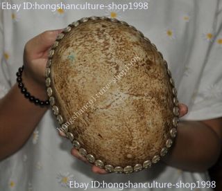 Old Tibetan Buddhism Tibet Silver Inlay Skull Head Skull Bowl Kapala Skull Cup