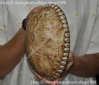 Old Tibetan buddhism Tibet silver inlay Skull head Skull Bowl Kapala Skull Cup 3