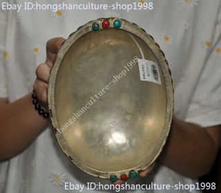 Old Tibetan buddhism Tibet silver inlay Skull head Skull Bowl Kapala Skull Cup 4