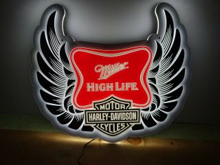 Harley Davidson (wings) (miller High Life) Led Neon Style Beer Sign,