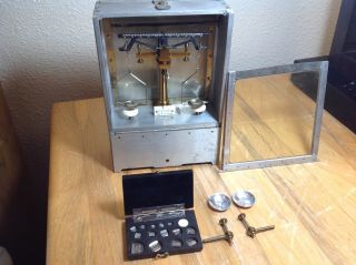 Rare Antique Vintage Henry Troemner Apothecary Gold Balance Scale With Weights