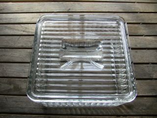 Anchor Hocking 1932 Vintage Design 9 " Square Ribbed Refrigerator Dish With Lid
