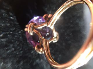 Antique Large Synthetic Alexandrite Color Change Sapphire Ring 14k Yellow Gold 3