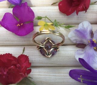 Antique Large Synthetic Alexandrite Color Change Sapphire Ring 14k Yellow Gold 6