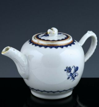 Fine Quality 18thc Chinese Qianlong Blue Enamel Gold Gilt Small Wine Pot Teapot