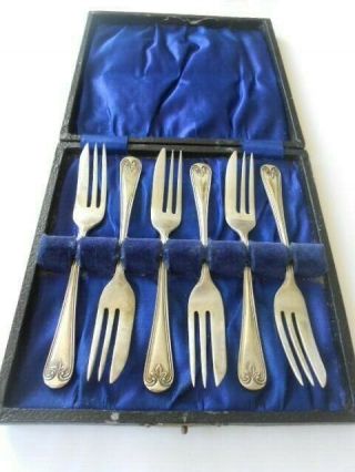 Vintage Silver Plate Epns Cake Forks X 6 - Box -
