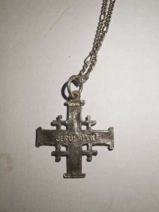 Vintage Sterling Silver Jerusalem Cross Pendant & 16 