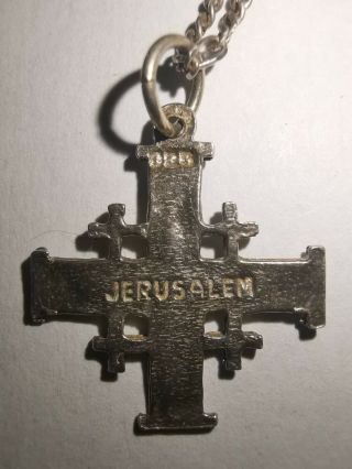 Vintage Sterling Silver Jerusalem Cross Pendant & 16 