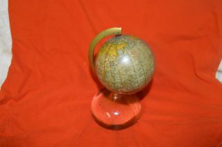 Antique Rand Mcnally 3” Terrestrial Desk Globe On Glass Paper Weight 1930 