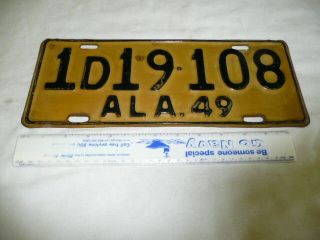 1949 Alabama 1d19108 License Plate Tag