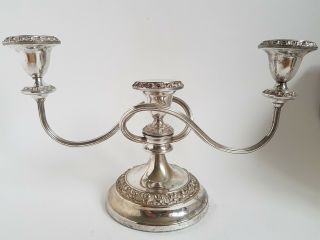 Vintage Ianthe Silver Plated Three Branch Candelabra Candlesticks :A8 2