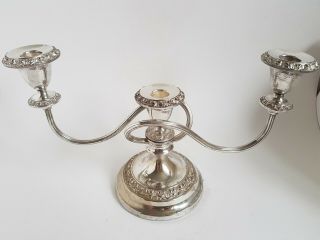 Vintage Ianthe Silver Plated Three Branch Candelabra Candlesticks :A8 3