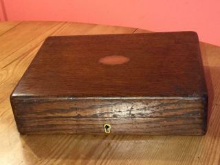 Vintage Empty Oak Wooden Cutlery Box 24.  5cm X 18.  5cm X 5.  5cm