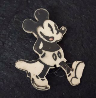 Vintage Plastic Mickey Mouse Pin Straight Pin Back Maybe 1930 
