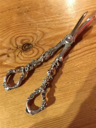 Vintage Silver Plated Epns Highly Decorative Grape Scissors