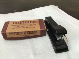 Vintage Bostitch B8 Black Stapler And Opened Partly Box Of B8 Staples