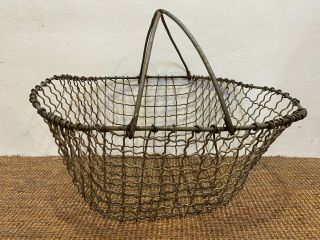 Vintage Metal Wire Potato Basket Rustic Farm Basket