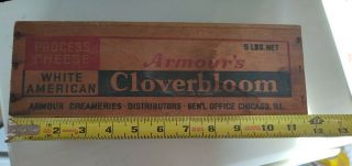 Vintage Armour’s Cloverbloom American Process Cheese Wooden Box Crate