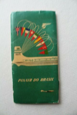 Panair Do Brasil Inflight Package Dc - 7 Timetable 1957/58 Route Map Cutaway View